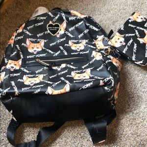 Betsey Johnson Corgi Backpack and Cosmetic Bag